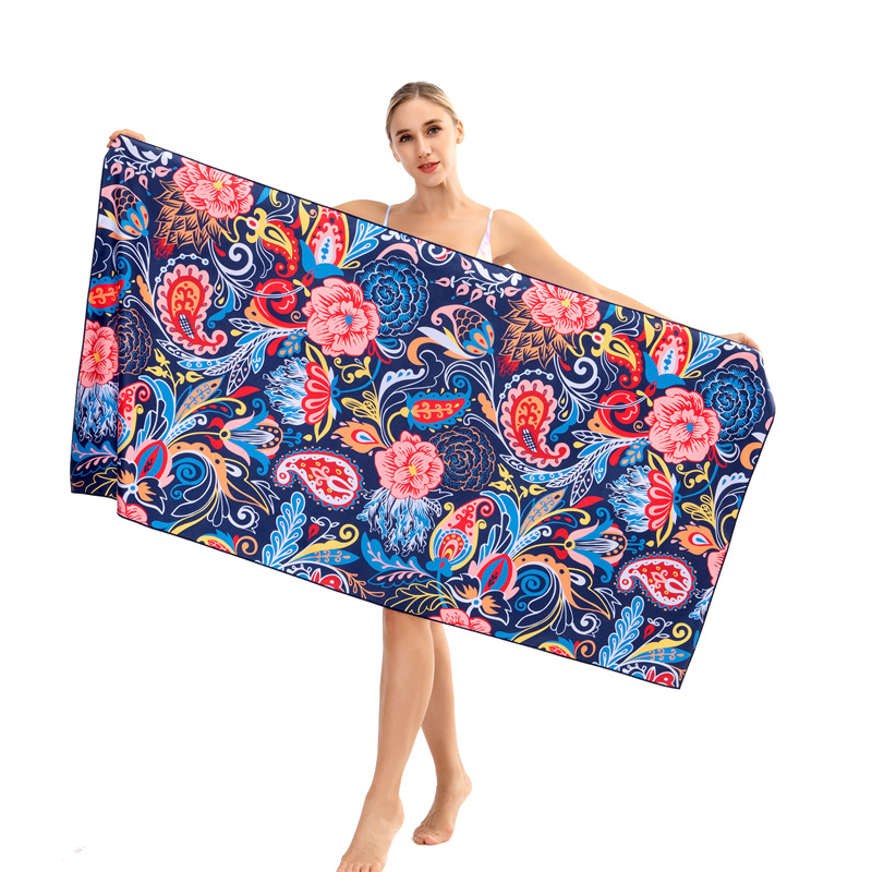 Quick-drying beach towels跨境满版印花Amazon wish 沙滩巾浴巾