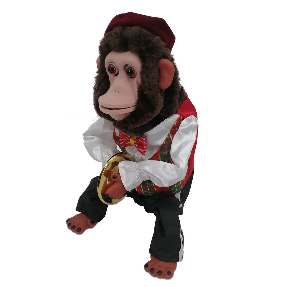 Children's monkey plush toys, percussion performance props, sound touch sensing electric toys for singing occasions full figure