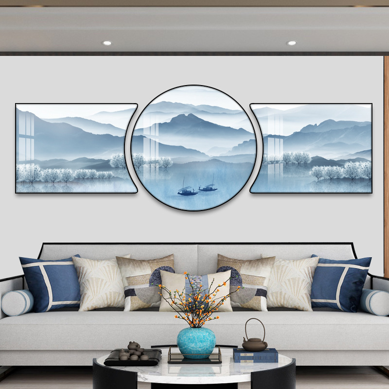 新中式客厅装饰画沙发背景墙壁画三联组合山水画现代高端轻奢挂画详情图4