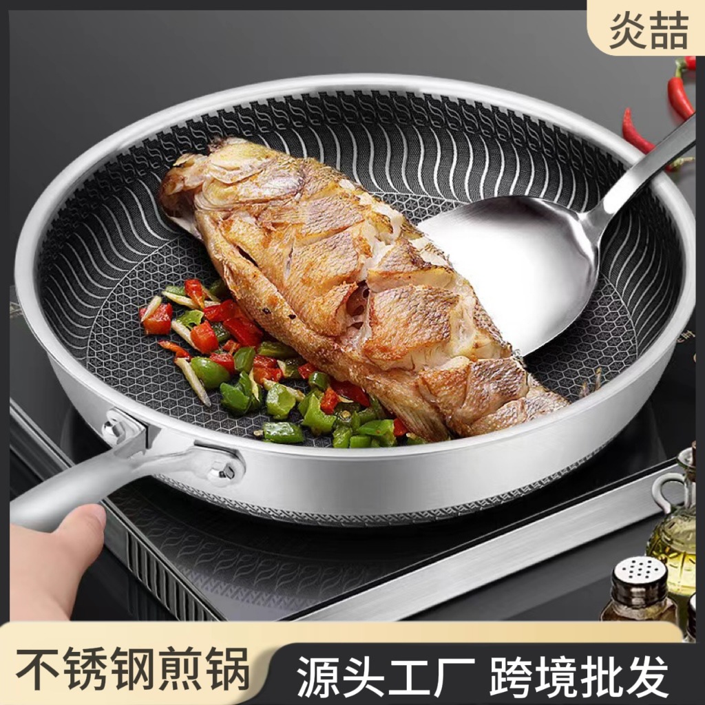 Cross-Border Wholesale Of Stainless Steel Frying Pans, Flat-Bottom Pans, Non-Stick Pans, Household Frying Plates, Steak Frying Pans, Pancake Pans, Induction Cookers, Etc