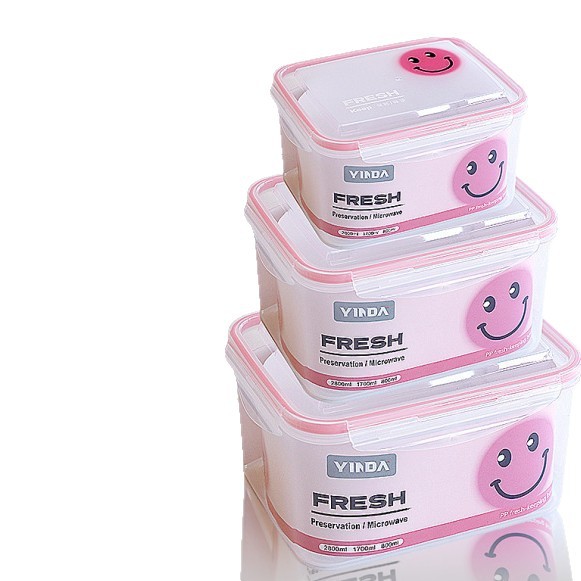 New transparent plastic kitchen portable fruit and vegetable preservation box with a smiling face for cross-border use Item Picture