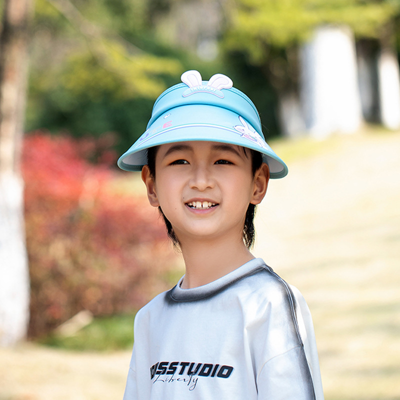 Summer open-top hats for children's outdoor play, sunshade hats, casual and fashionable, cartoon pattern, large brim, full face sun protection details Picture