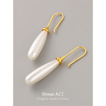 Pearl fashion earrings Korean version temperament everything bronze inlaid drops Pearl earrings 925 silver needle earrings wholesale