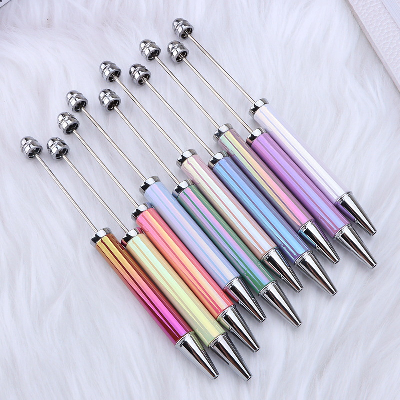 Cross-Border New Diy Beaded Pen Uv Plating Seven-Color Beaded Ballpoint Pen Personalized Hand-Beaded Gift Pen Application Scenario