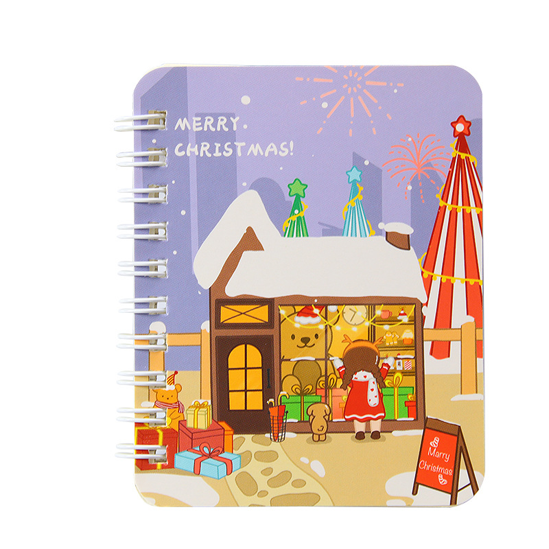 Christmas A7 Coil Book Mini Ledger Student Prize Gift Notebook Portable Office Notepad Diary Pen Item Picture