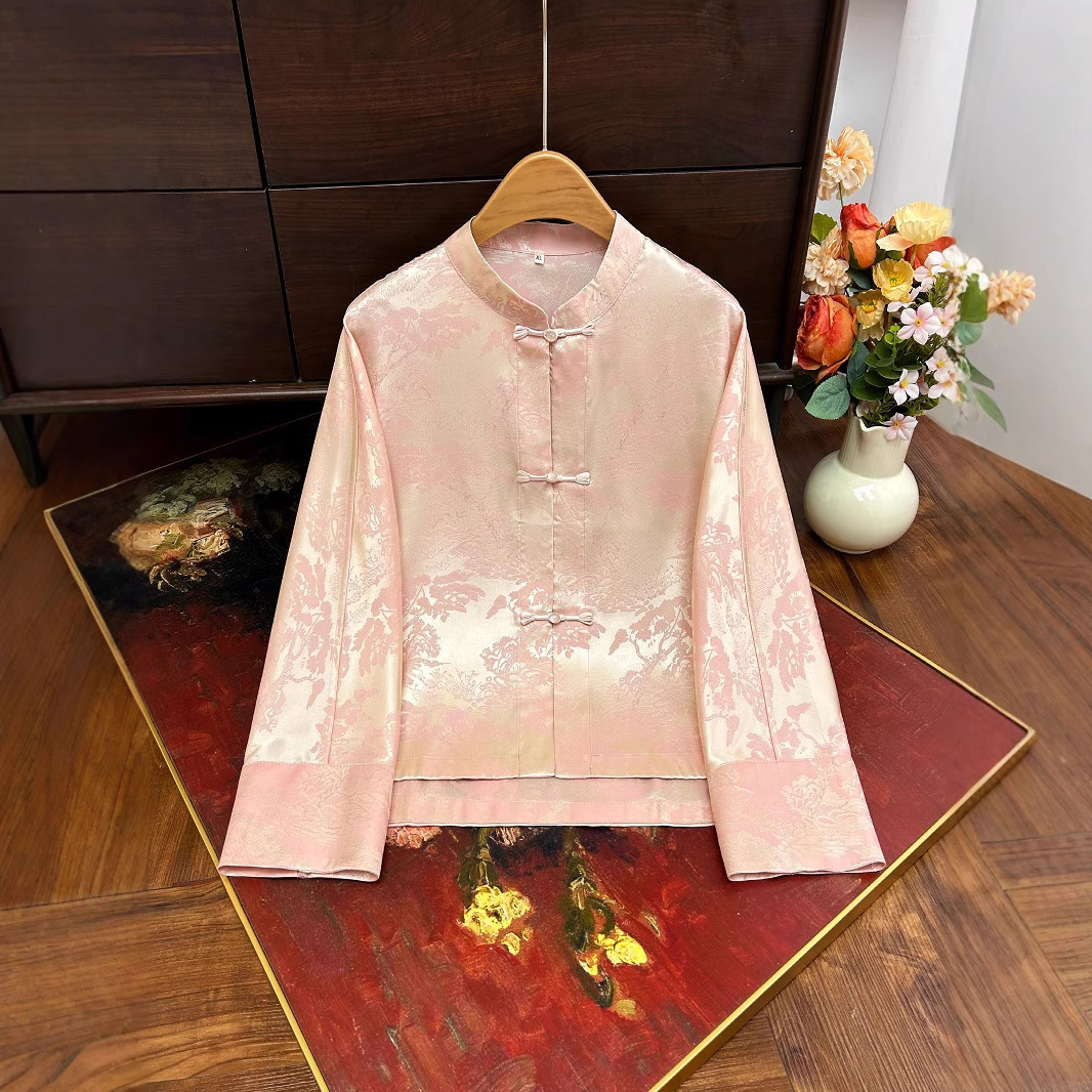 New Chinese-style retro jacquard coat 2025 Spring/Summer new retro button-up top, ethereal thin long-sleeved shirt Application Scenario