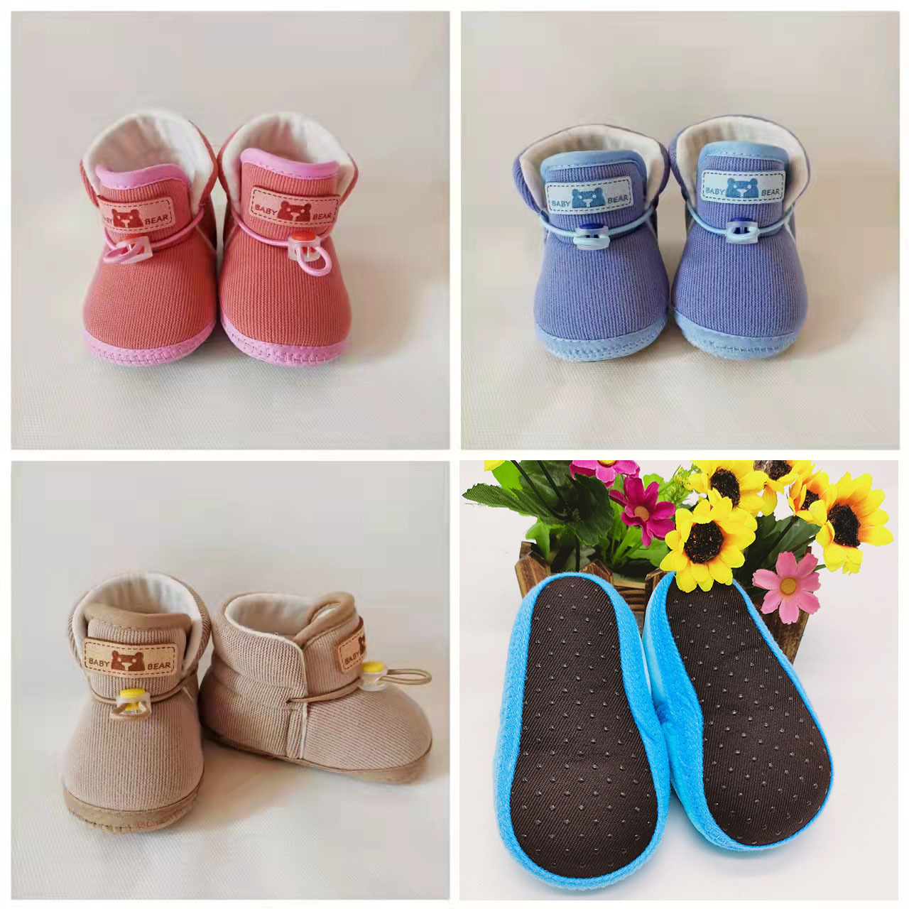 Baby boys' walking shoes for 0-12 months, infant and toddler girls' autumn and winter shoes, breathable soft sole, anti-slip and non-dropping cotton cloth shoes