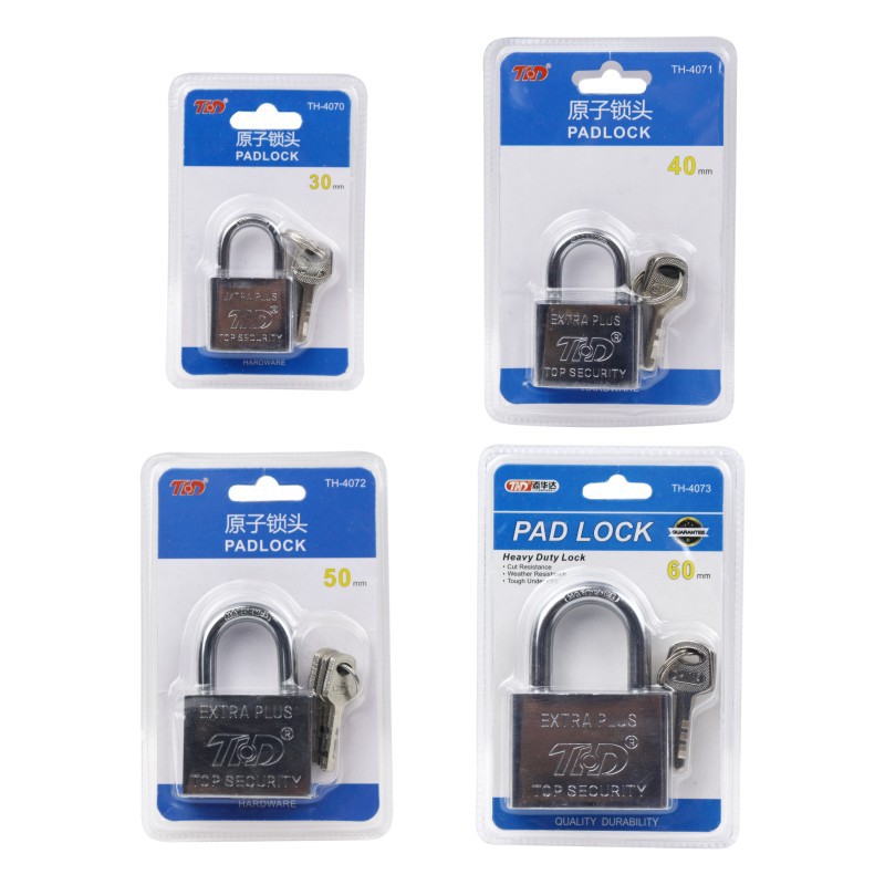 Factory direct sales of Tianhuada 30/60mm square long and short beam small padlock, imitation stainless steel blade lock, single opening Application Scenario