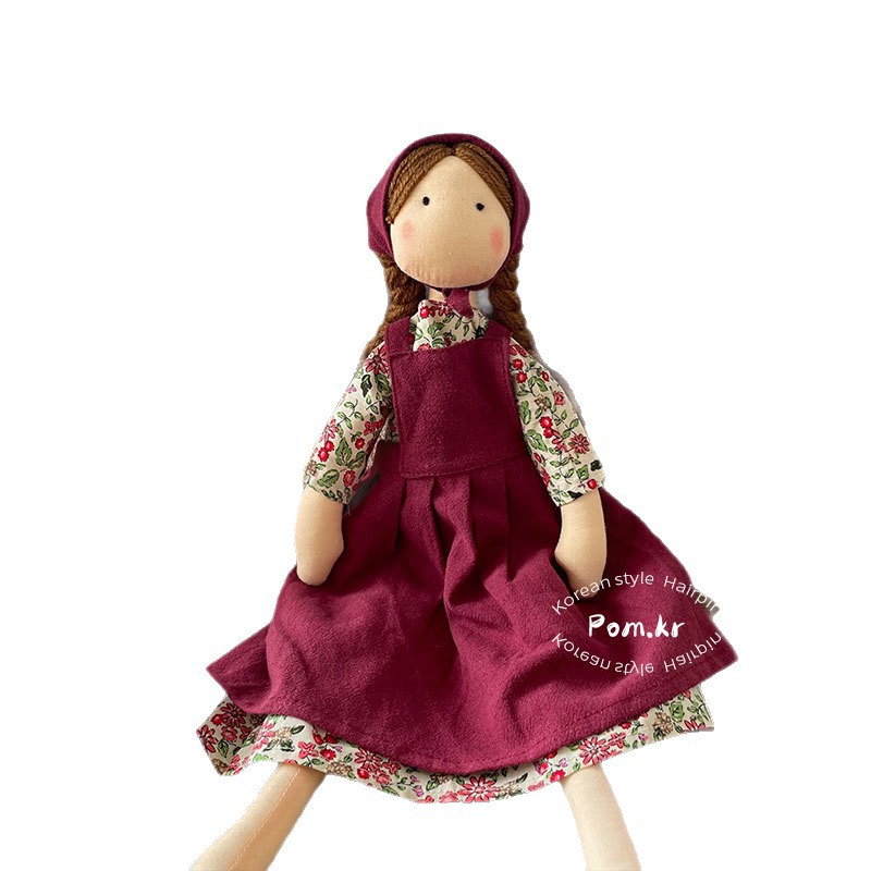 New Korean-style sweet floral dress doll, little girl baby, stylish carrier dress headscarf doll figurine Item Picture