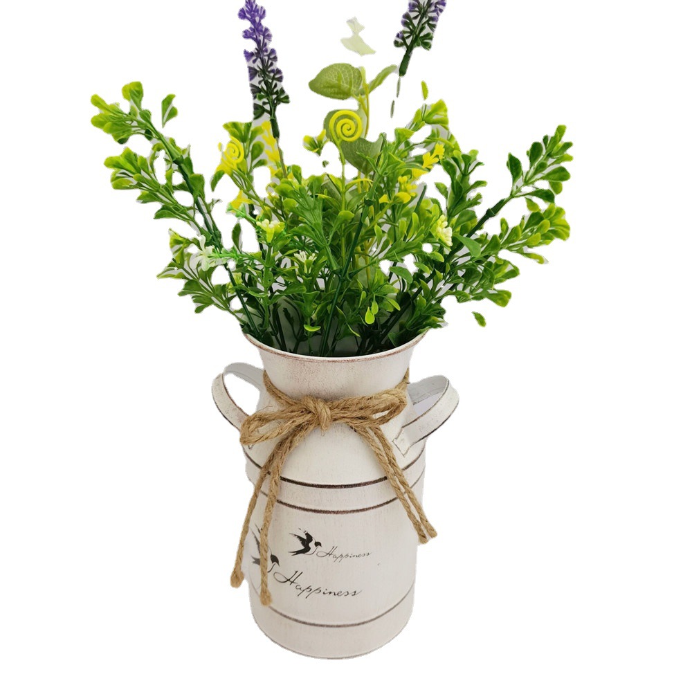 做旧复古白色随机图案/园艺插花花瓶/金属工艺插花装饰摆件产品图