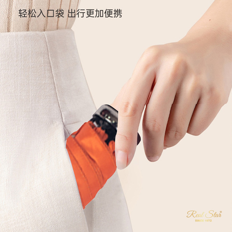 A new five-fold oil painting umbrella with full-color full-page printing for sun protection and shade, paired with a silk scarf handbag and sun umbrella Specification image