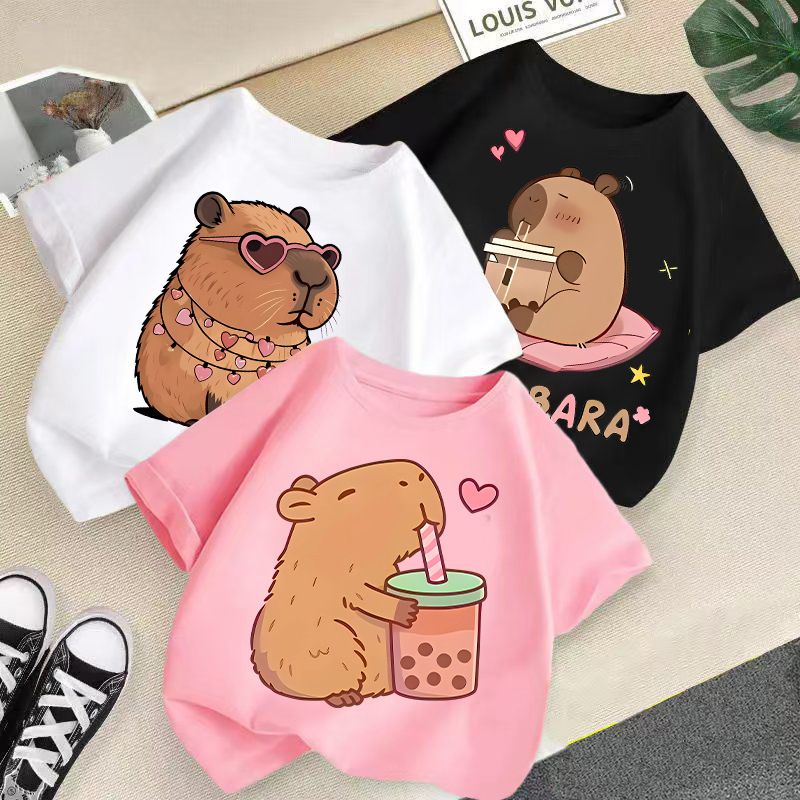 2026新款夏季男女童短袖卡通印花t恤女孩休闲上衣跨境童装外贸潮