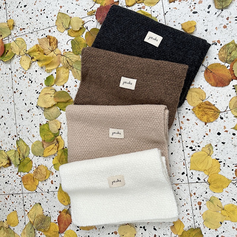 Factory Wholesale Winter New South Korean Knitted Thick Warm Scarf For Men And Women Of The Same Solid Color Wool Scarf Specification drawing