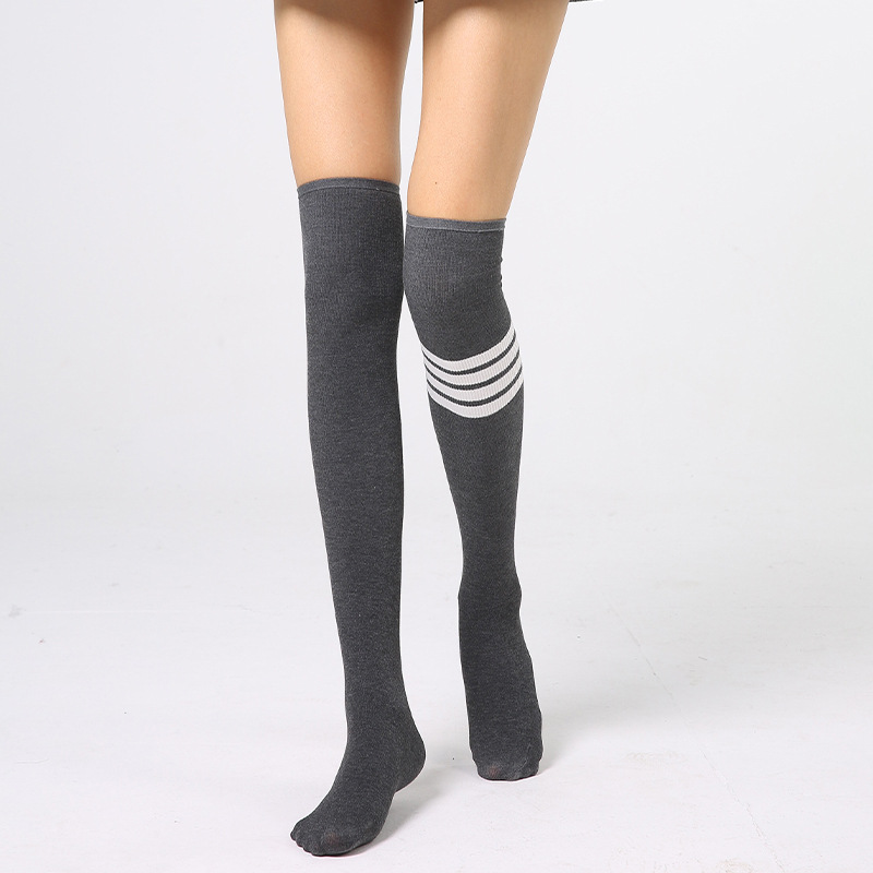 New TB mid-calf school style four-bar knee-length cotton women's thigh-high socks, the same style as the popular ones on Instagram, available for one-piece delivery from the sock stall details Picture