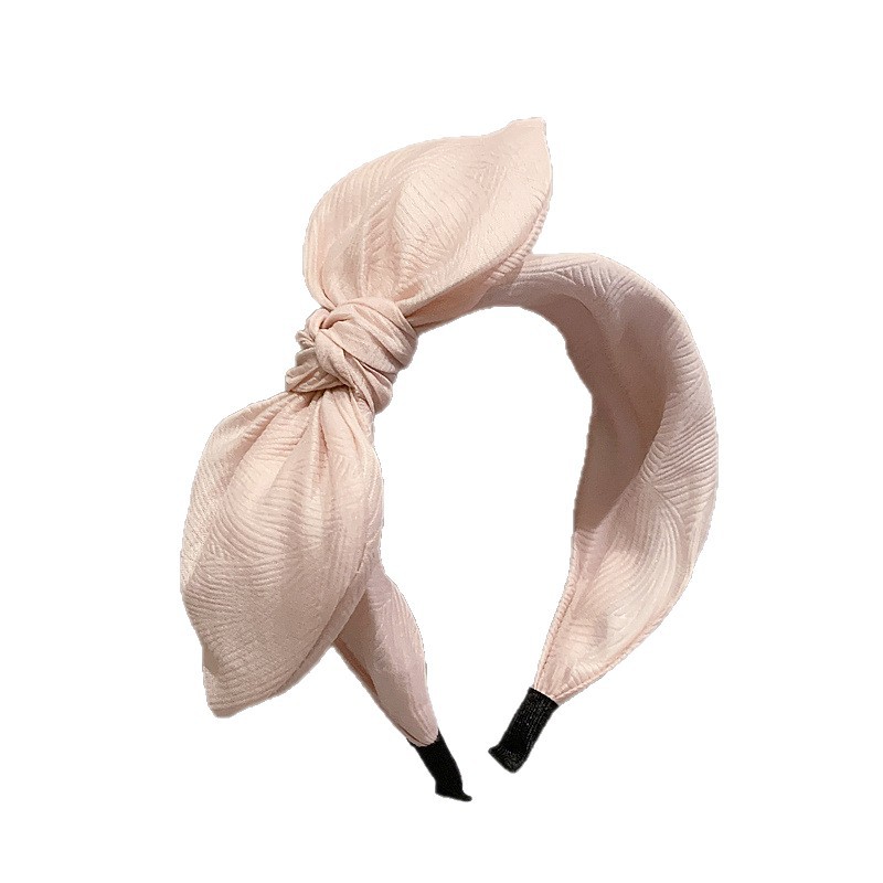 Simple and fashionable large bow hair wide headband for women, sweet tulle rabbit ear hair clip headband, stylish broken hair accessory Item Picture