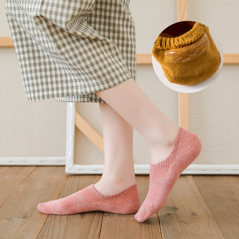New style socks: Women's boat socks, women's shallow mouth invisible socks, spring and summer women's solid color cotton socks, Japanese-style strip women's socks, short socks Specification image
