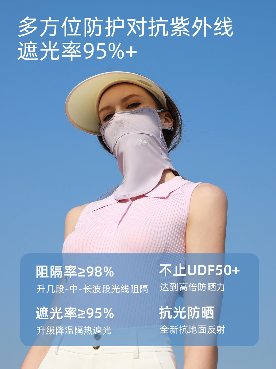JINGBA SUPPORT  防晒面罩 女夏季护颈防紫外线遮阳全脸口罩 厂家详情图2