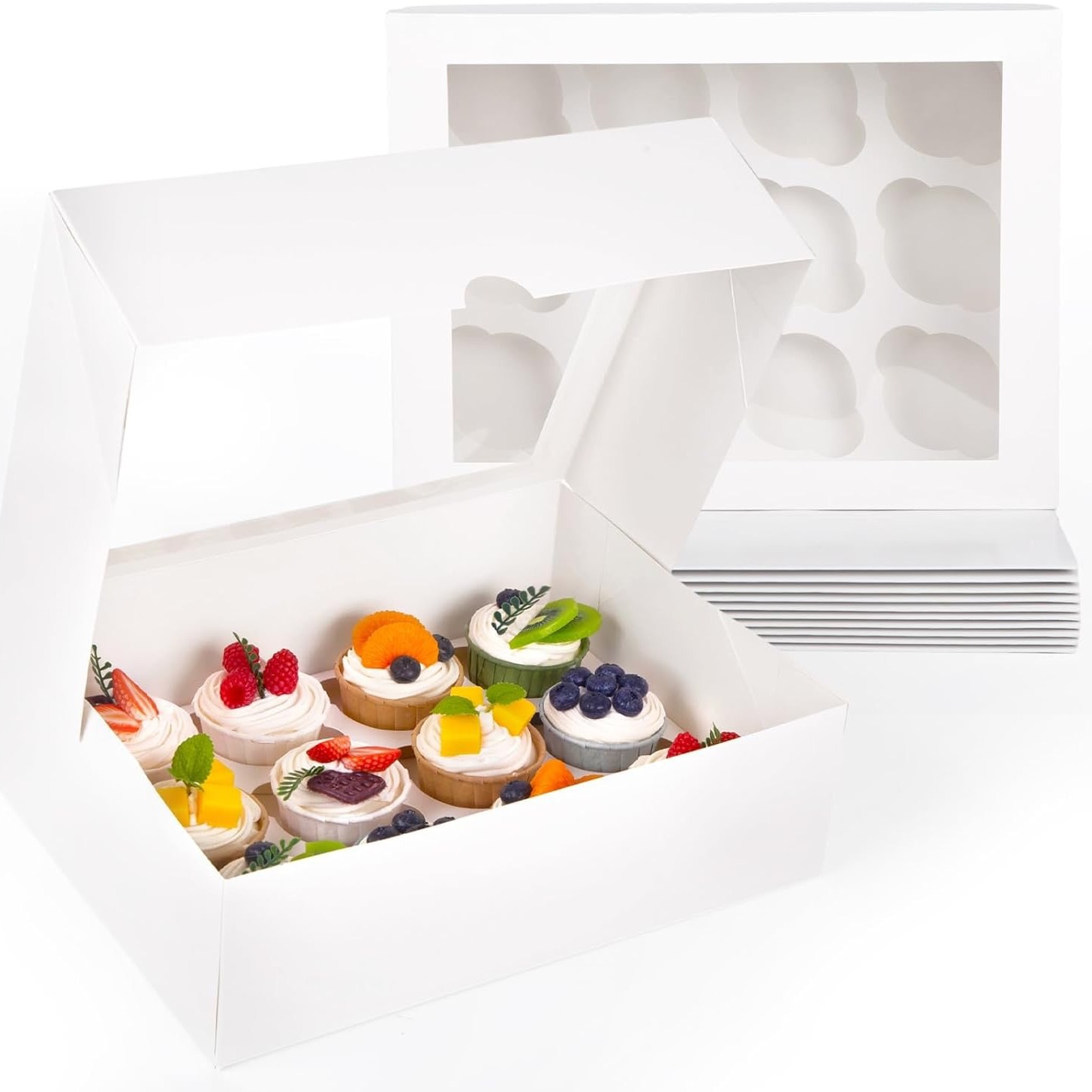 Cross-border 12-compartment muffin cup paper box one-piece formed Western-style cake paper box, Western pastry chocolate egg tart box