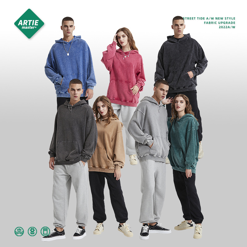 ARTIE Men's Wear: A new release of a 420G retro batik distressed hooded sweatshirt, a loose washable men's fashion brand