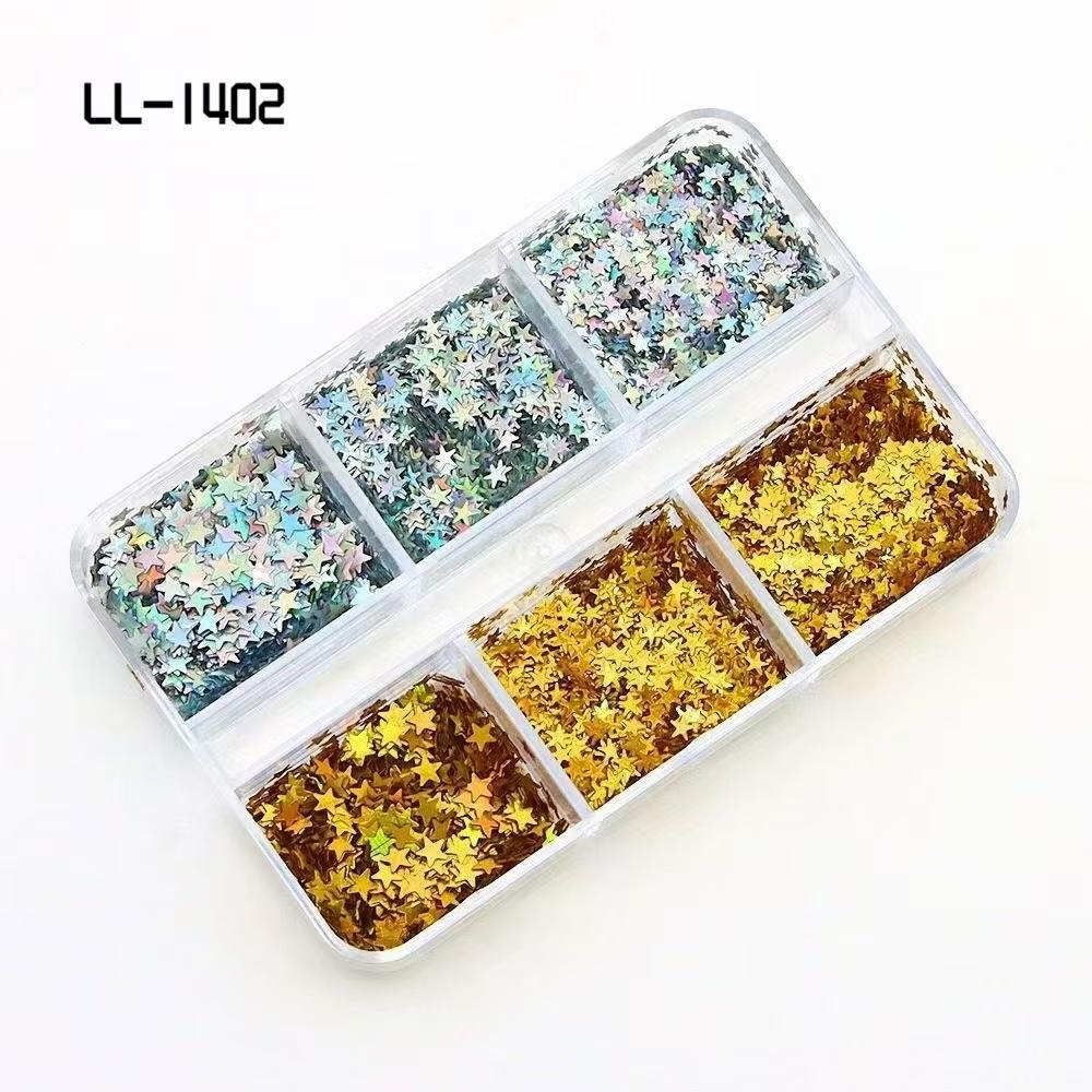 爆款DIY五角星金银亮片异型镭射美甲金葱粉指甲装饰闪片批发美容彩妆美甲饰品详情10