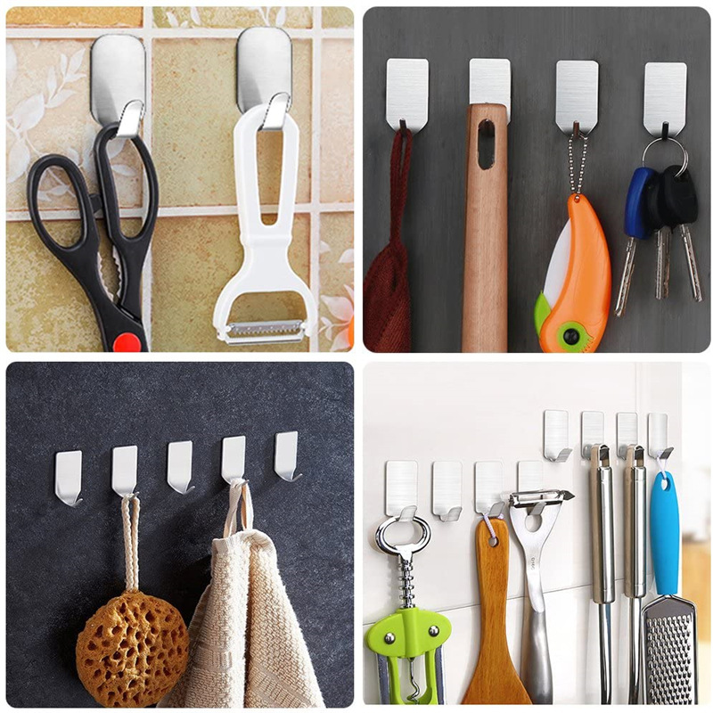 Hook 304 Stainless Steel Punch-Free Self-Adhesive Metal Adhesive Crochet Coat And Hat Key Seamless Strong Cross-Border Amazon Specification drawing