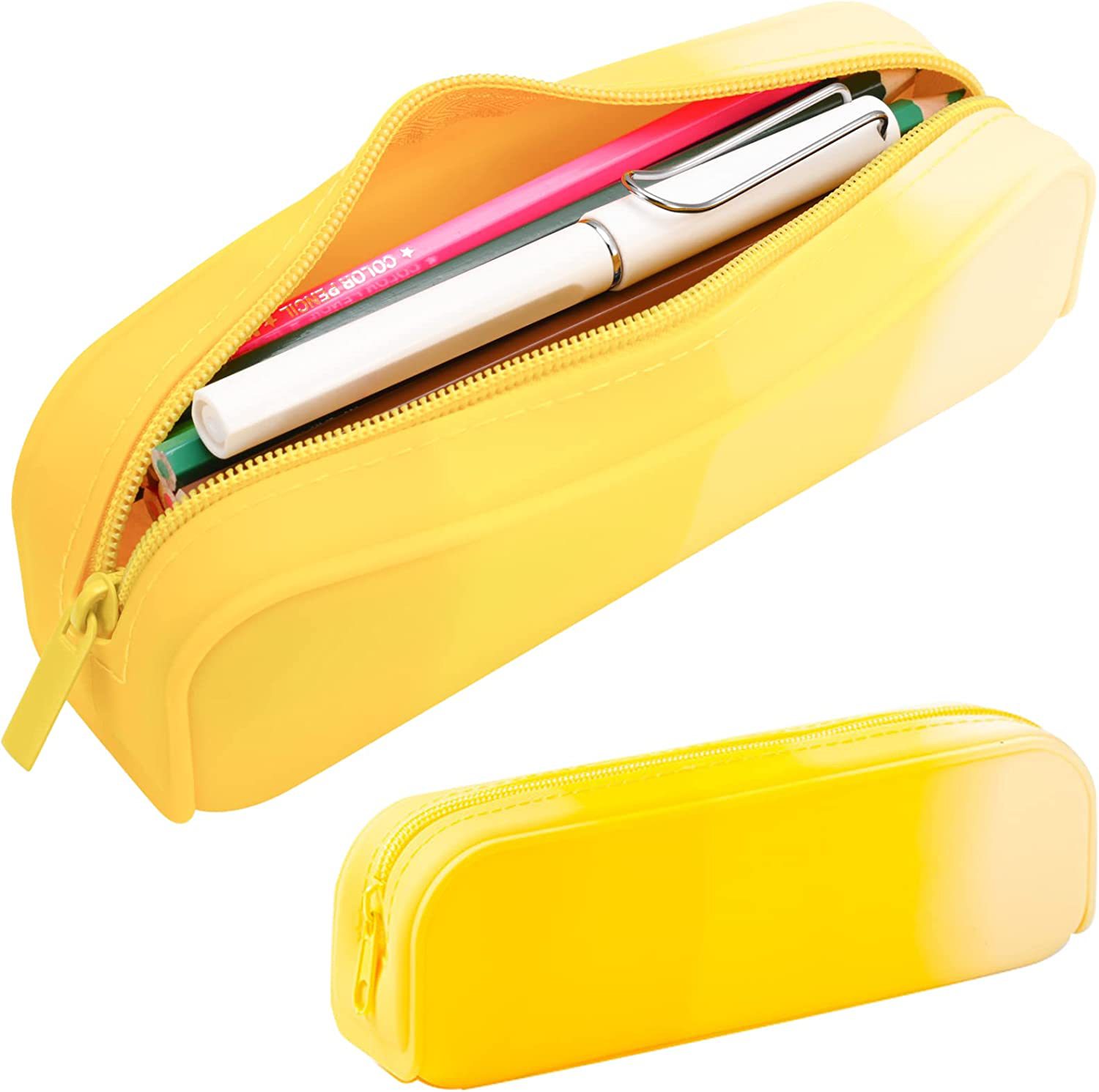 Custom-made solid-color gradient silicone pen cases and student stationery storage bags that are selling well for export details Picture