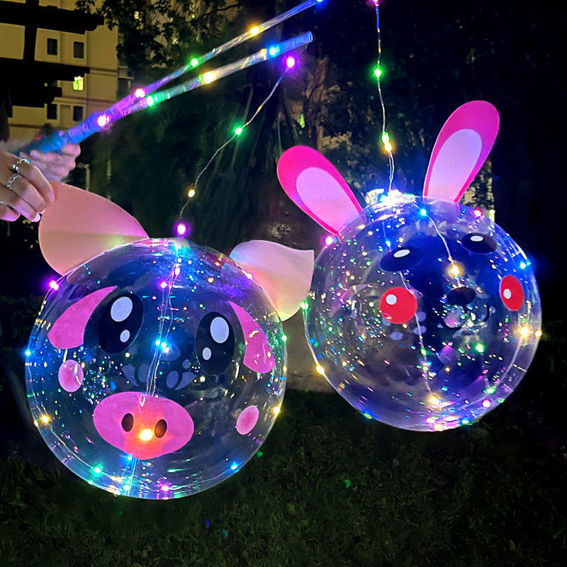 新款发光手提波波球兔年快乐元宵节气球装饰地摊发光玩具厂家批发详情图3