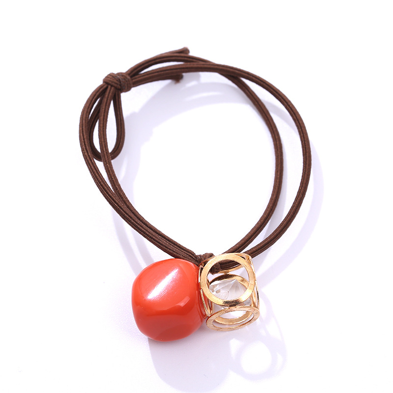 Selling Vintage Style Crystal Pendant Head Rope Diamond-Shaped Bead Hollowed-Up Leather Band Headwear Wholesale Girls Hair Band Item Picture