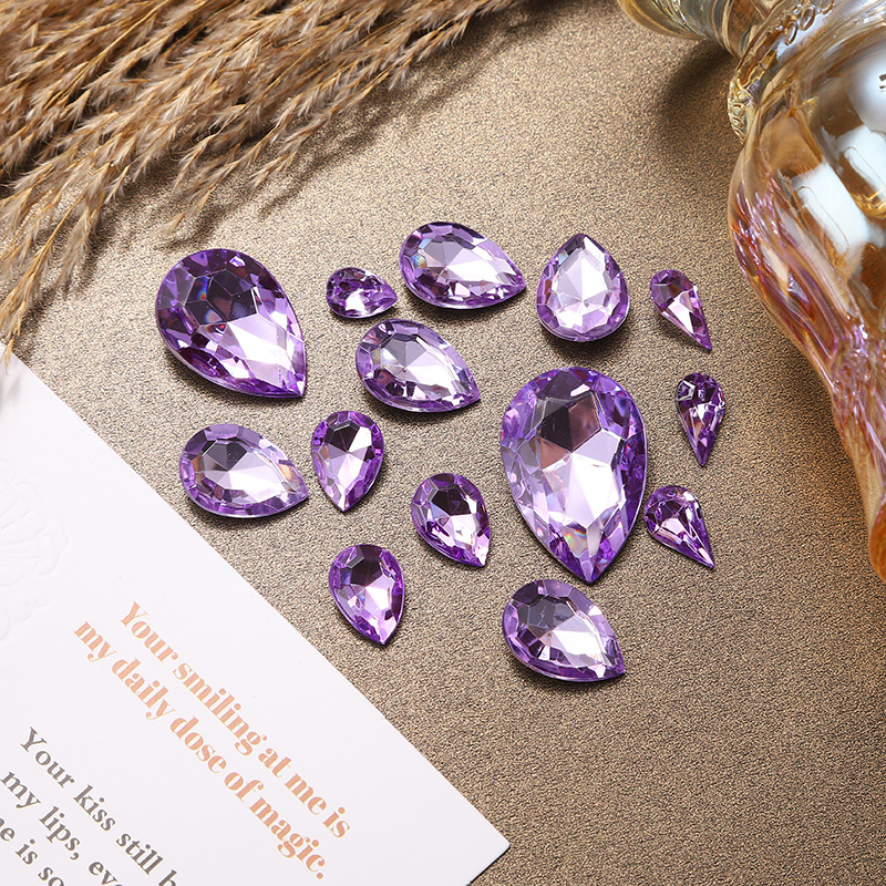 New popular imitation crystal glass pointed-bottom water drop drill in stock wholesale, hole-free multi-size irregular acrylic drill Application Scenario