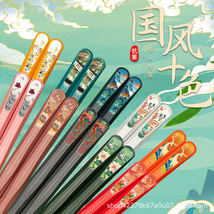 厂家筷子批发十色国潮风指甲筷子一人一色家用分餐餐具合金筷子