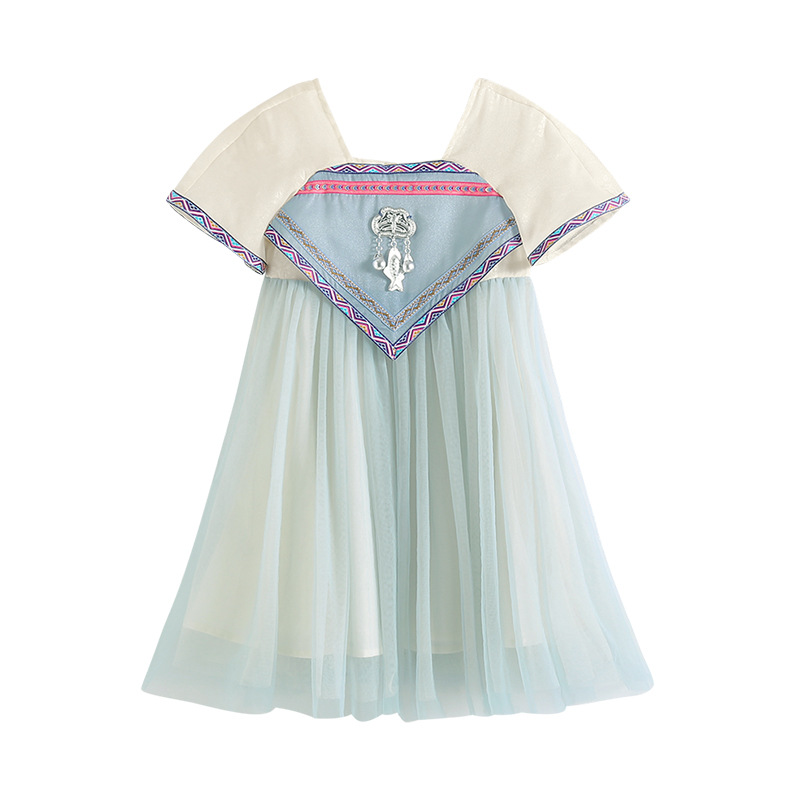 Niñas vestidos primavera verano 2026 nuevo estilo de niños ropa étnica vestido de malla falda de tul vestido de verano vestido de baile vestido de actuación Item Picture