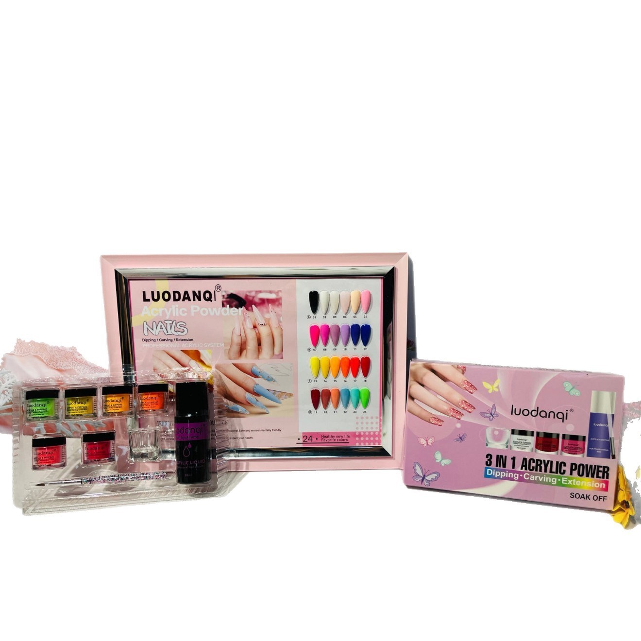 Cross-border crystal powder nail art lengthening beauty Reinforcing powder Nail Art shop Transparent set Crystal Powder Carved powder Nail art Special