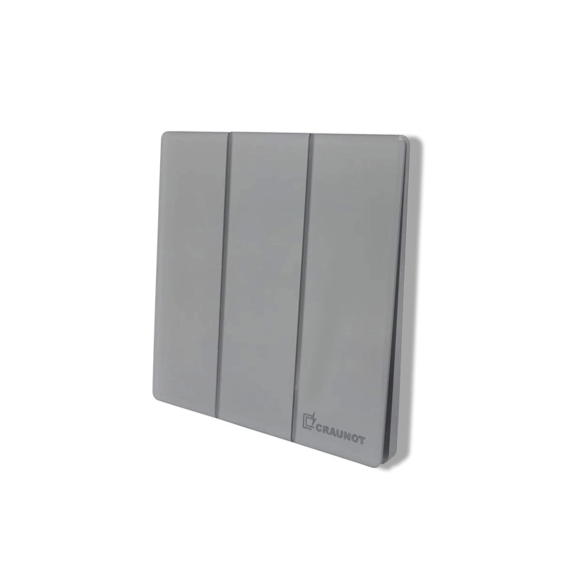 Factory Direct Cross-Border Foreign Trade European Regulation 86 Bedroom Kitchen Simple Grey Mirror Three Open Wall Switch Panel