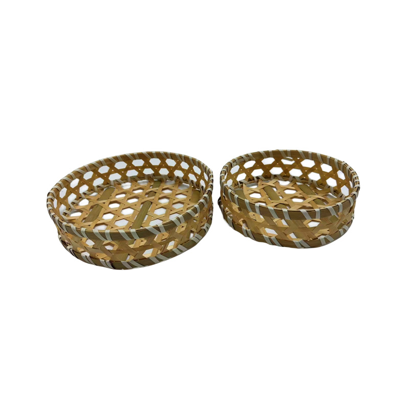 Bamboo Woven Fruit Basket Handmade Bamboo Basket Storage Basket Fruit Tray Dessert Basket Pastry Tray Tray