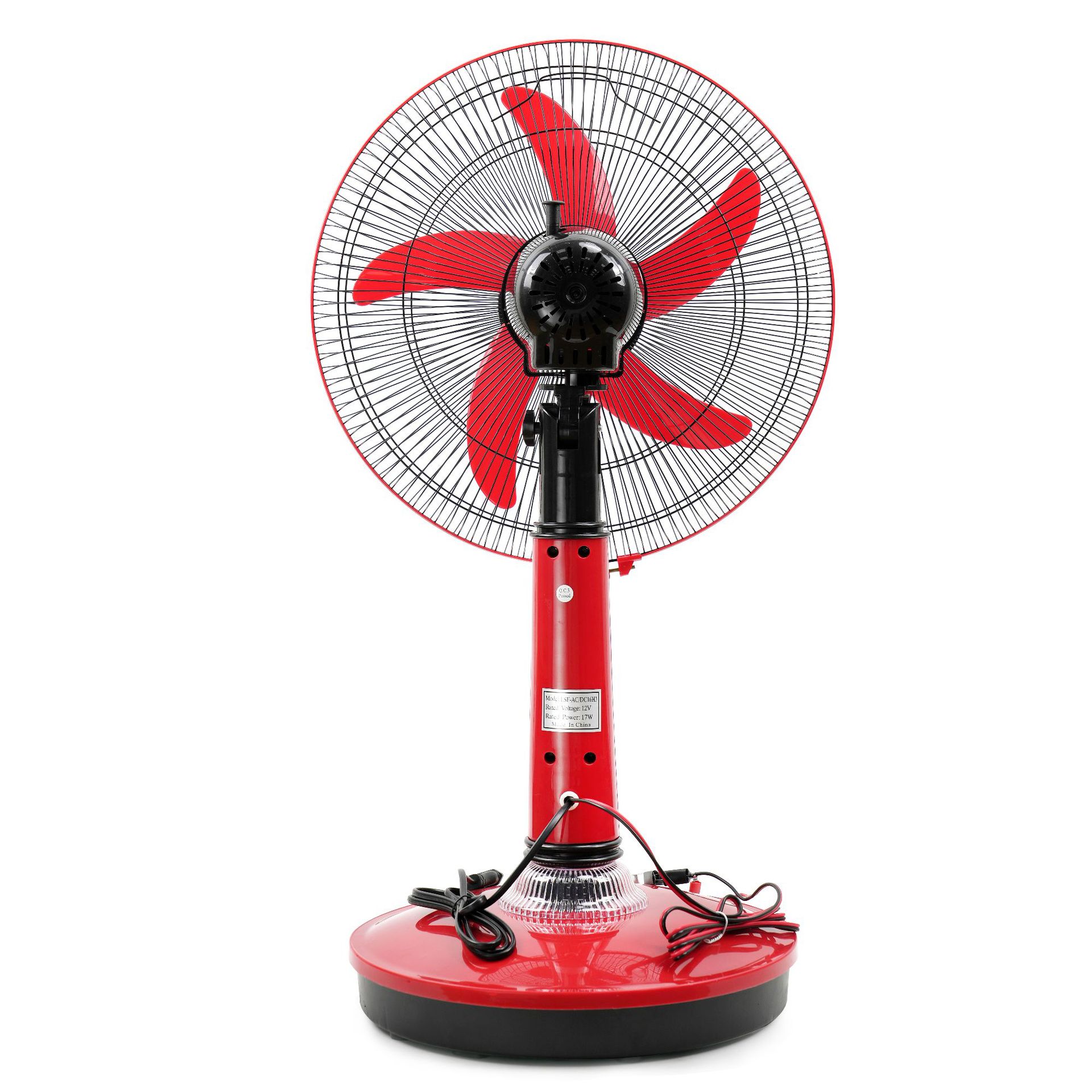 AC/DC fan: 12-volt 16-inch DC charging floor fan with emergency led light, dual-purpose floor fan Application Scenario