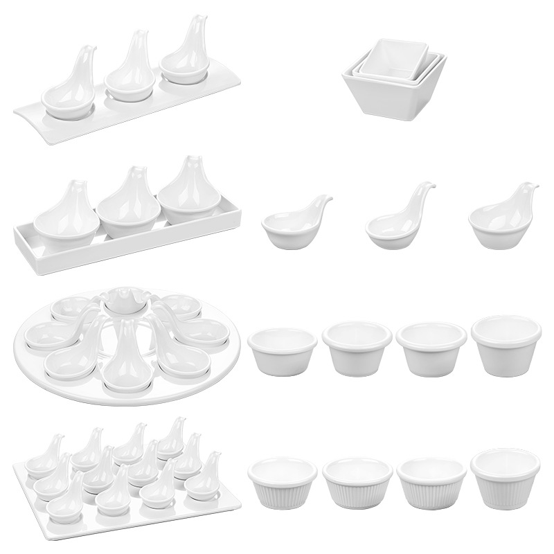 Melamine round soy sauce dish, white Japanese melamine hot pot seasoning dish, fast food side dish, flavor dish, plastic flavor dish Item Picture