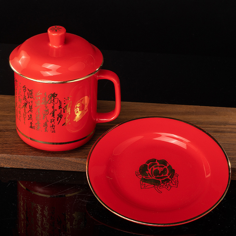 红色将军杯沁/杯子/水杯/陶瓷杯产品图