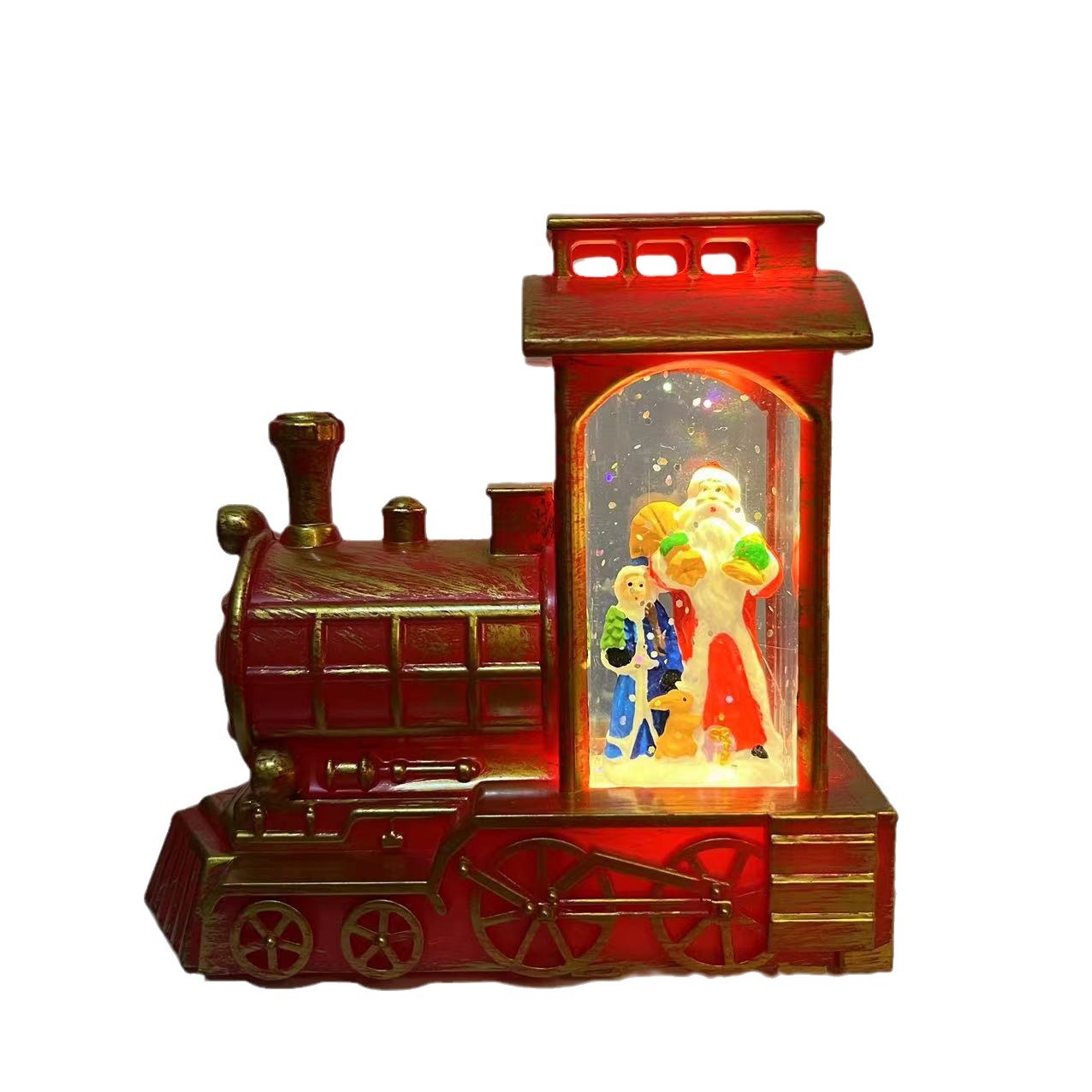 Santa Claus Small Train Decoration Christmas Water Balloon Wind Light Christmas Gift Christmas Small Oil Light Decoration Cross-Border New Item Picture