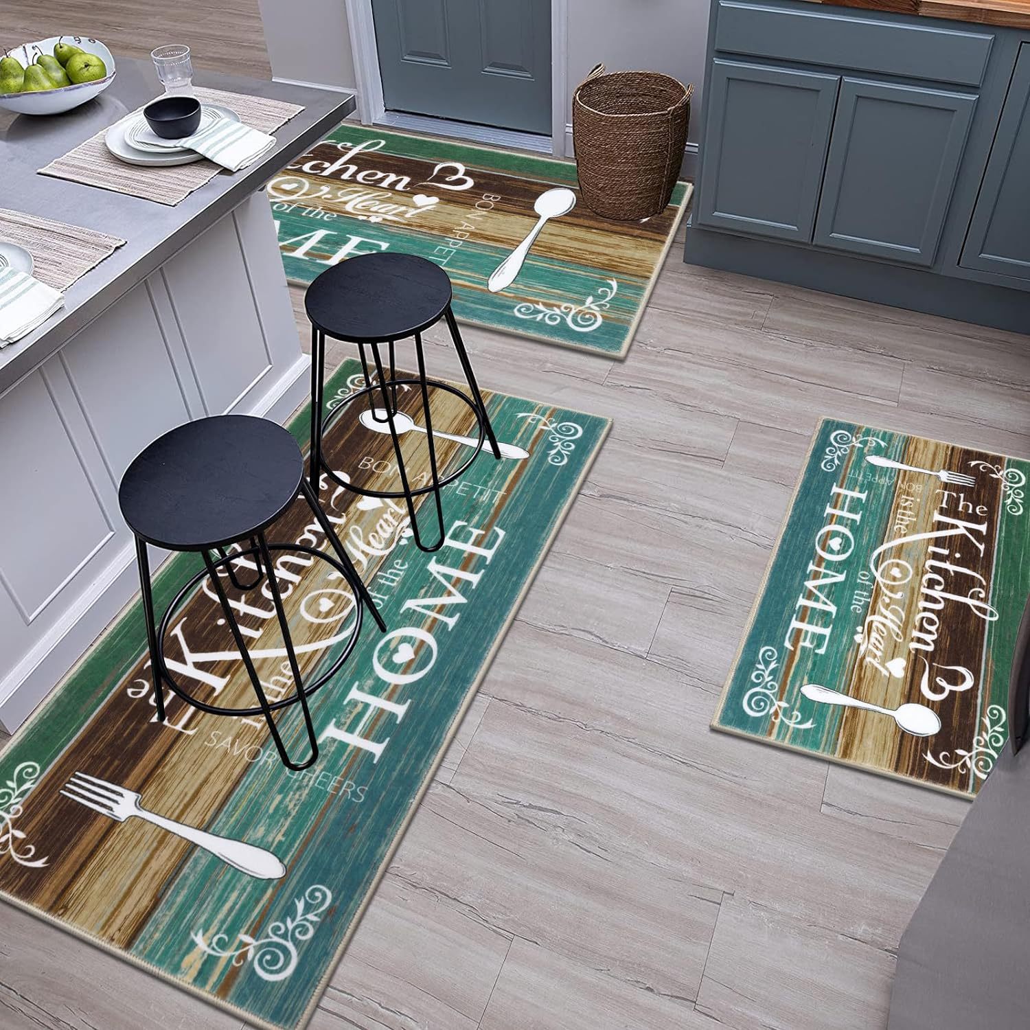Amazon dropshipping home kitchen carpets, thickened long strip combination floor MATS, oil-absorbing and dirt-resistant bathroom floor MATS wholesale