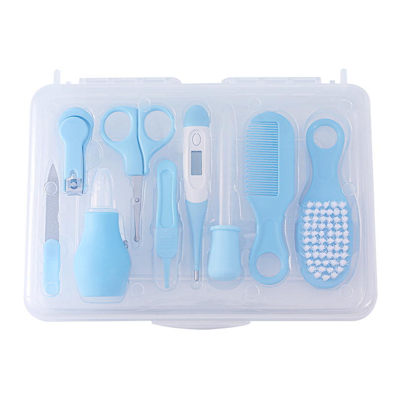 9-piece baby care set, baby head comb, children's comb set, nasal aspirator, nail clippers, medicine feeding set Item Picture