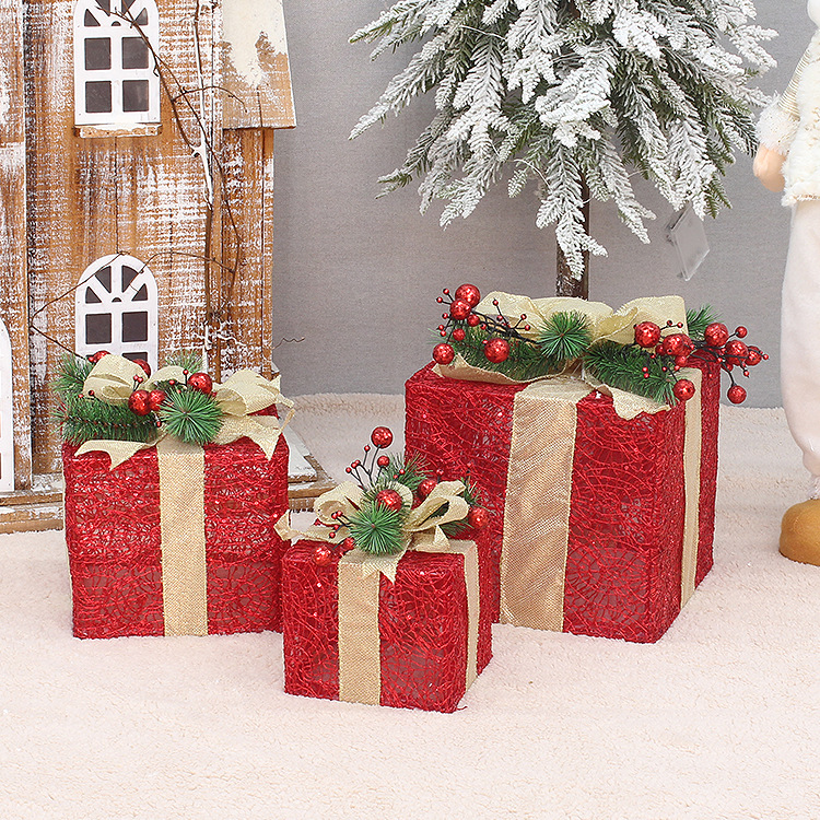 Christmas Decorations Christmas Gift Box Three-Piece Set Stacking Christmas Gift Bag Scene Layout Under The Christmas Tree Application Scenario