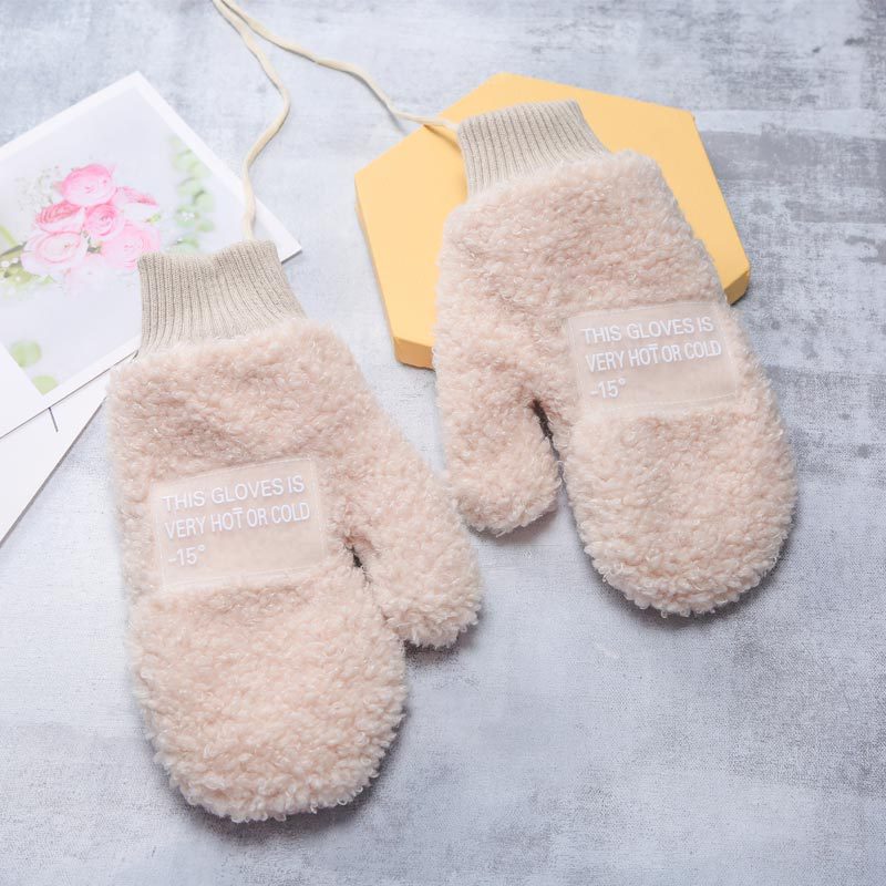 2022 New Style of Winter "Glove Girl" ins Cute Korean version fleece windproof and warm full-finger student gloves for winter details Picture