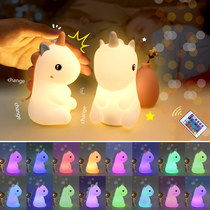Night atmosphere figurine bedside lamp charging birthday pat silicone light small night light unicorn silicone pat light