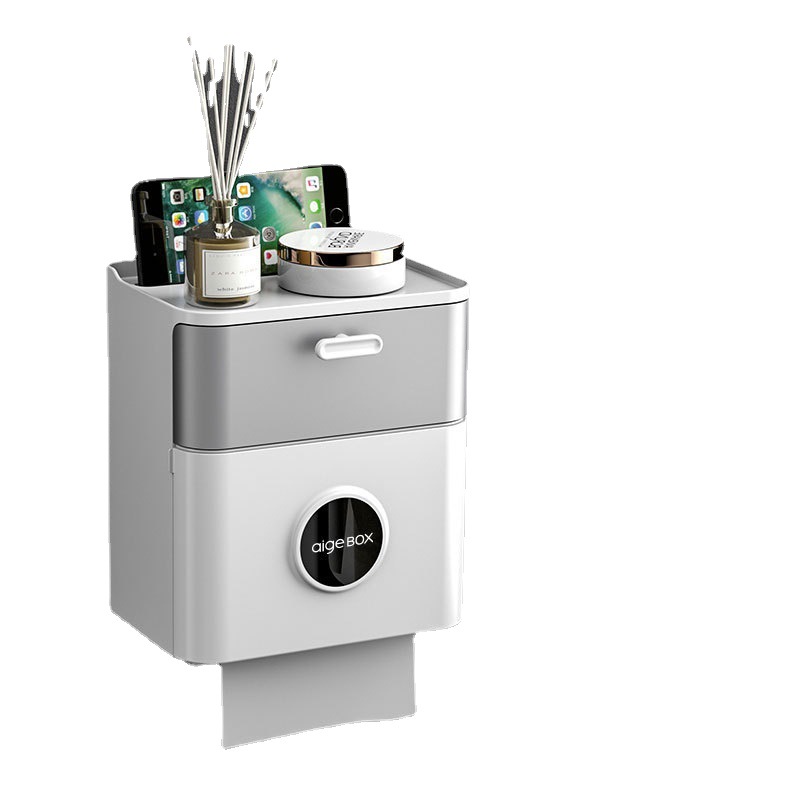 Toilet Tissue Box Toilet Storage Shelf Waterproof Toilet Paper Box Washroom Perforation-Free Paper Box Face Towel Storage Item Picture