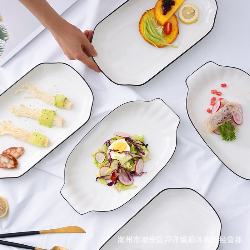 Nordic style large fish plate, ceramic underglaze color square, high-end home 2024 new steamed fish plate, vegetable plate, fish plate Application Scenario