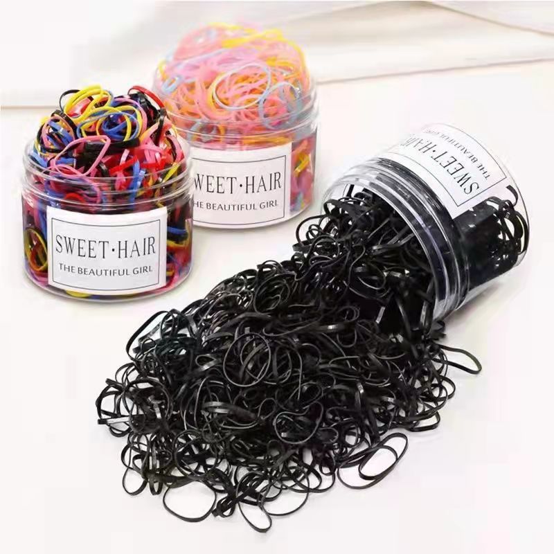 Small Rubber Band Scrunchie High Stretch Durable Disposable Children Little Girl Hair Color Black Rubber Band Scrunchie details Picture