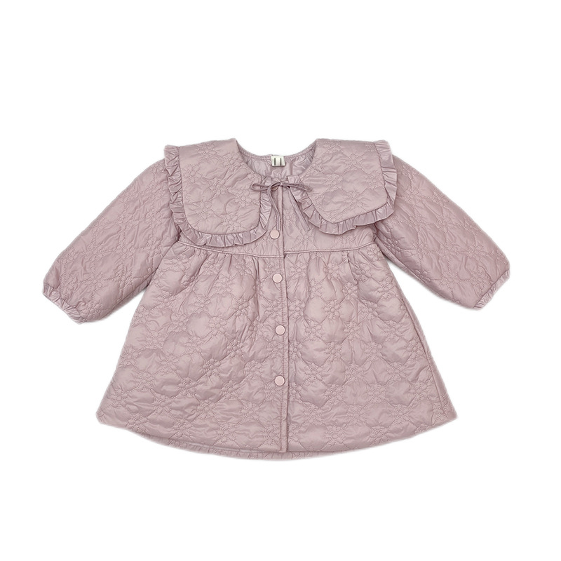 Girls' autumn and winter coats, children's wear 2022, fashionable little girls with cotton-padded Korean thickened mid-length embroidered cotton-padded clothes, trendy Item Picture