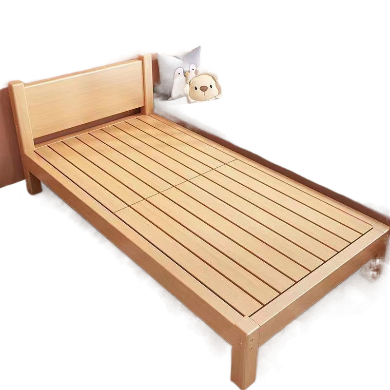 Solid wood practical, original wood without painting, small apartment, single bed, adult and children's bed, can be spliced, bedroom, room, large bed Item Picture