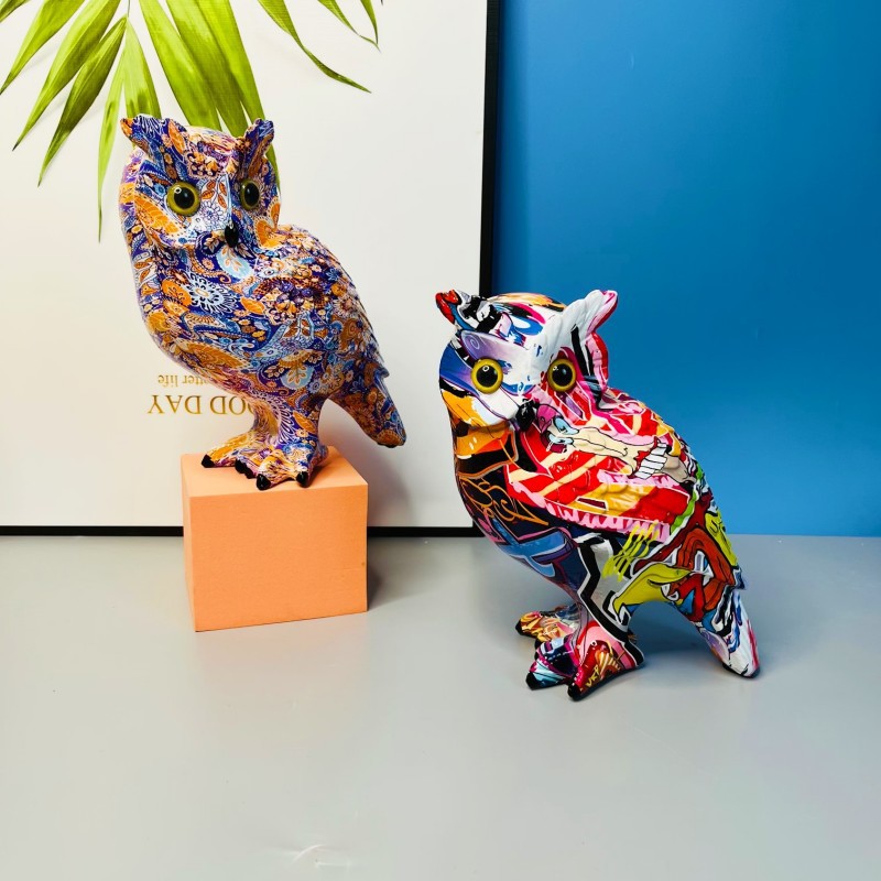 猫头鹰摆件庭院客厅家居电视柜酒柜桌面装饰树脂工艺品家居装饰品产品图