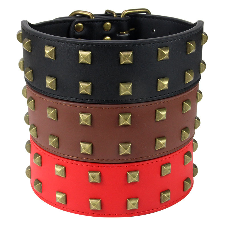 Rivet bronze square nail dog collar, dog leash, dog chain, large dog pet collar and leash in stock